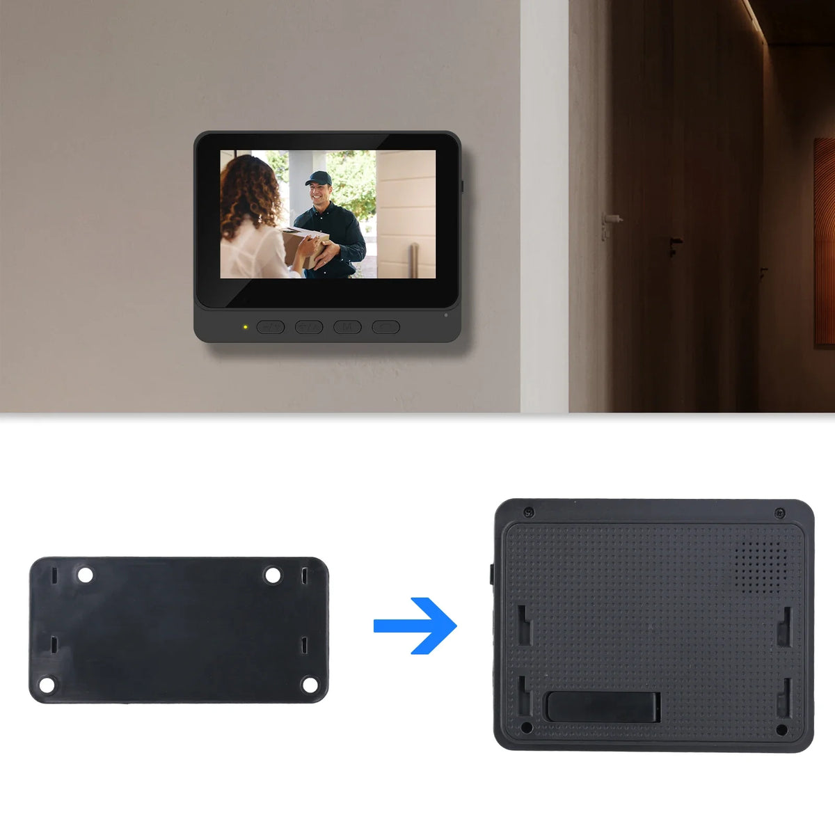 Sonnette Vidéo Sans Fil avec Écran IPS 4,3 Pouces Image