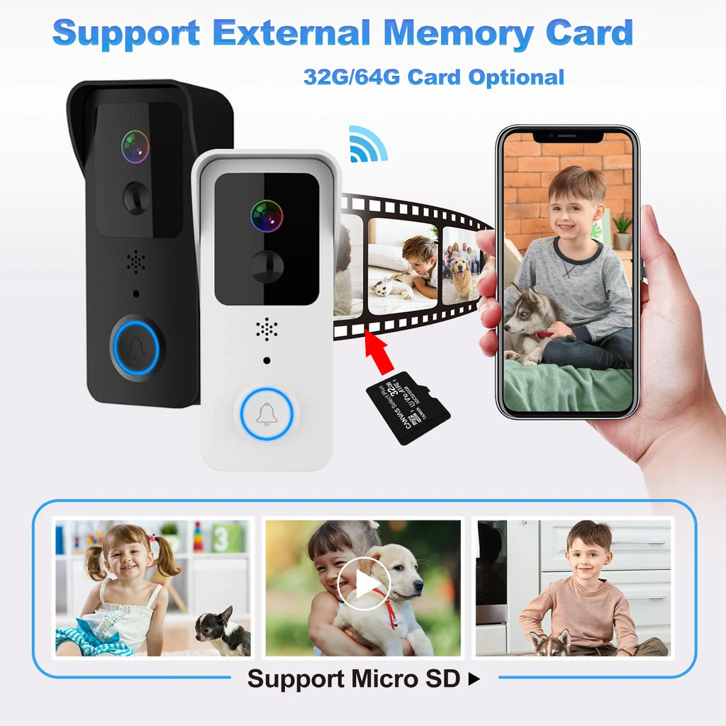 Sonnette Vidéo WiFi 1080P Avec Caméra Et Vision Nocturne