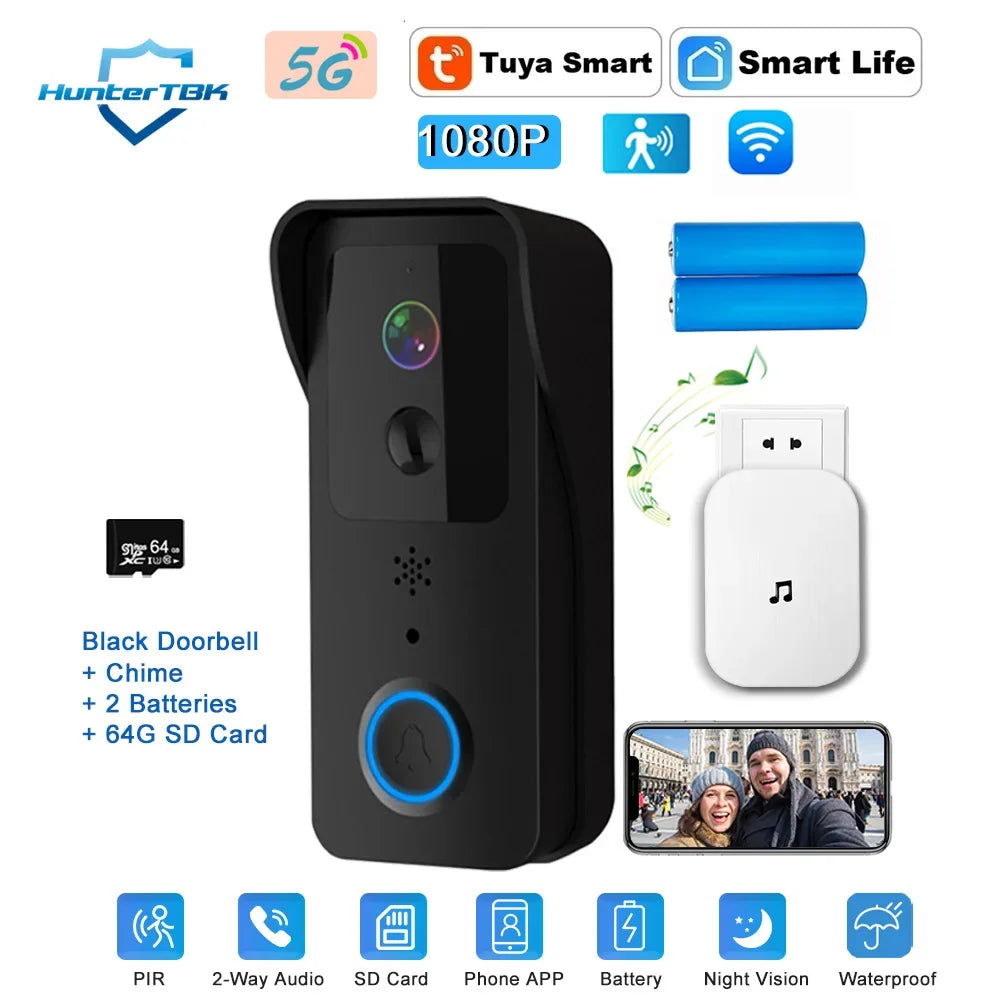 Sonnette Vidéo WiFi 1080P Avec Caméra Et Vision Nocturne