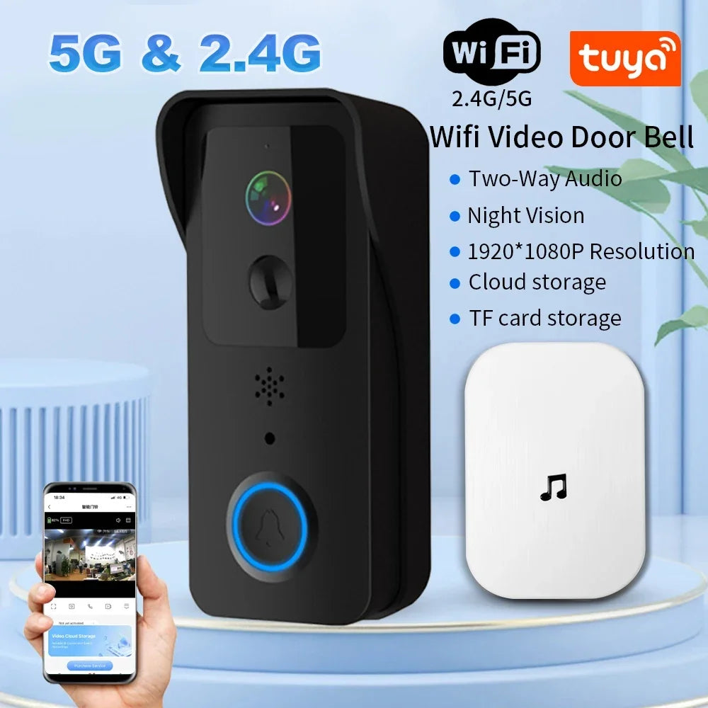 Sonnette Vidéo WiFi 1080P Avec Caméra Et Vision Nocturne