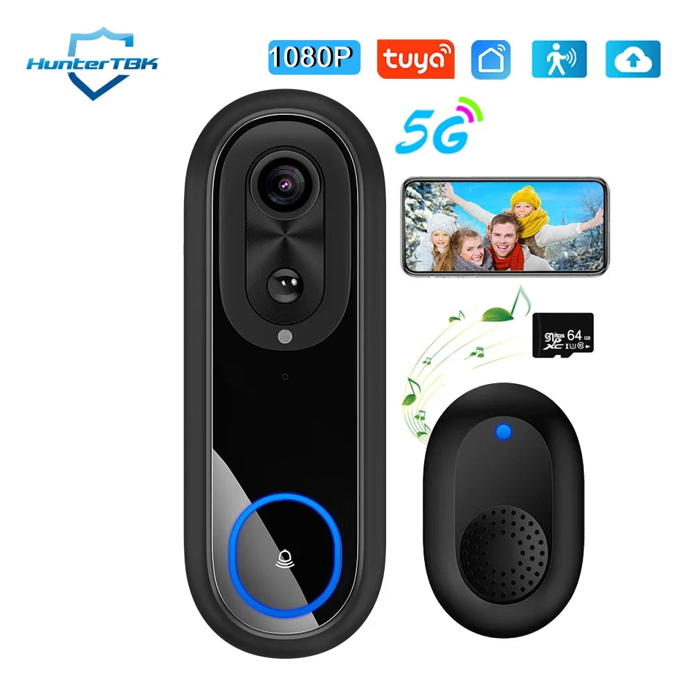 Sonnette Vidéo WiFi 5G 2,4G avec Caméra 1080P