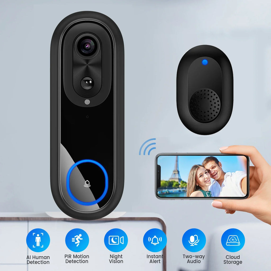 Sonnette Vidéo WiFi 5G 2,4G avec Caméra 1080P