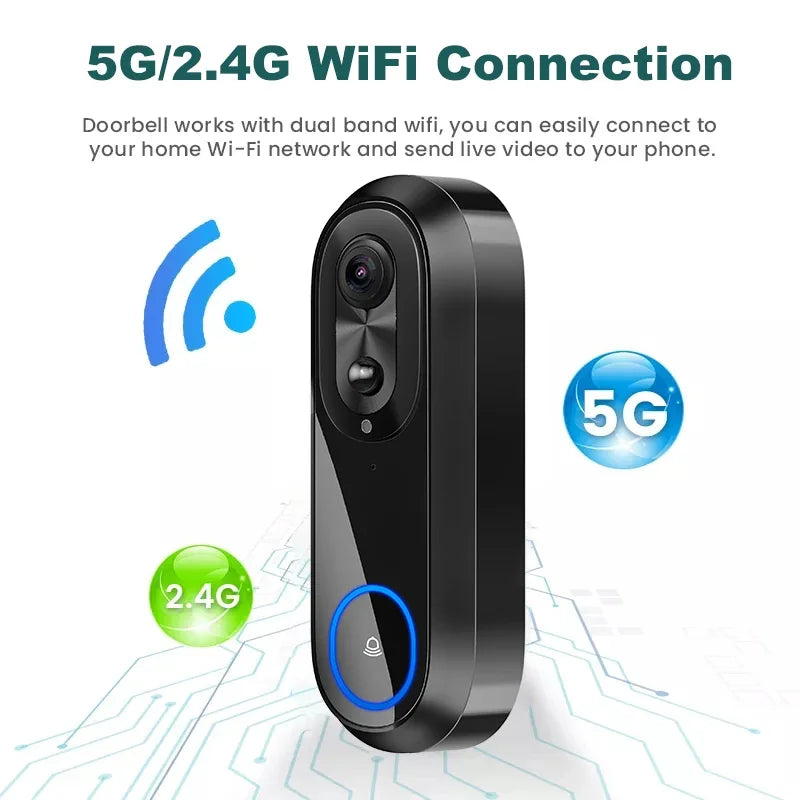 Sonnette Vidéo WiFi 5G 2,4G avec Caméra 1080P Image