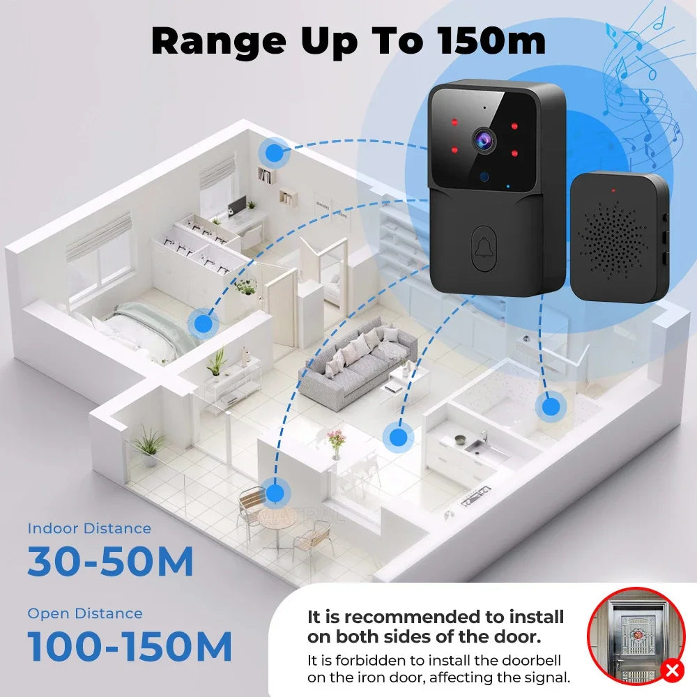 Sonnette Vidéo WiFi Avec Caméra Et Carillon