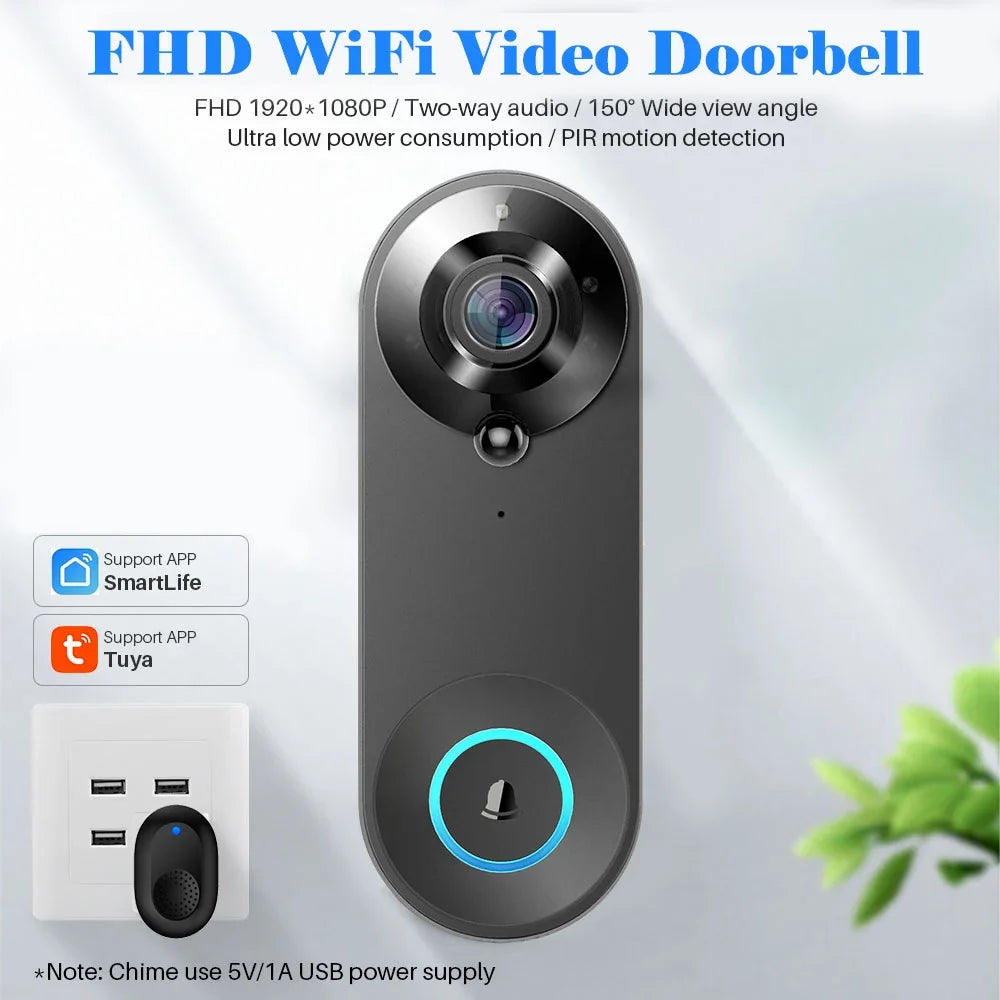 Sonnette Vidéo WiFi Intelligente Avec Détection PIR