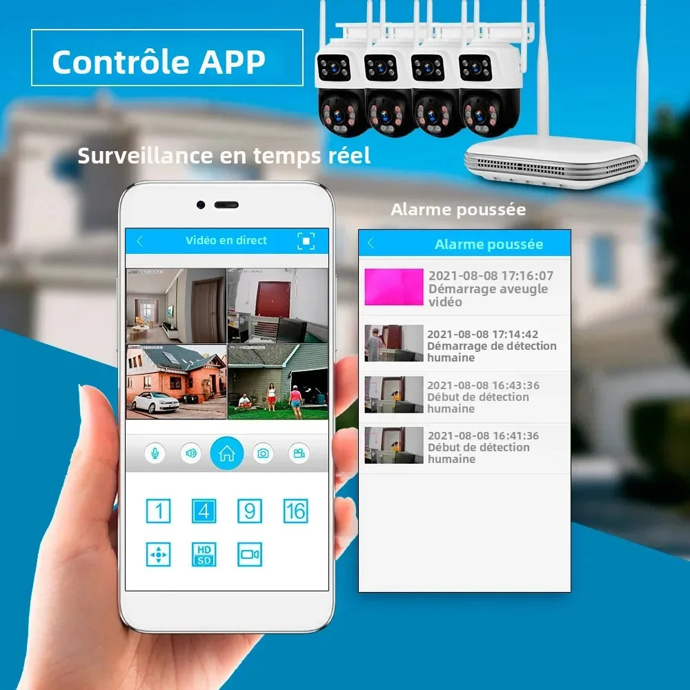 Système De Caméras De Surveillance Sans Fil 8 Canaux