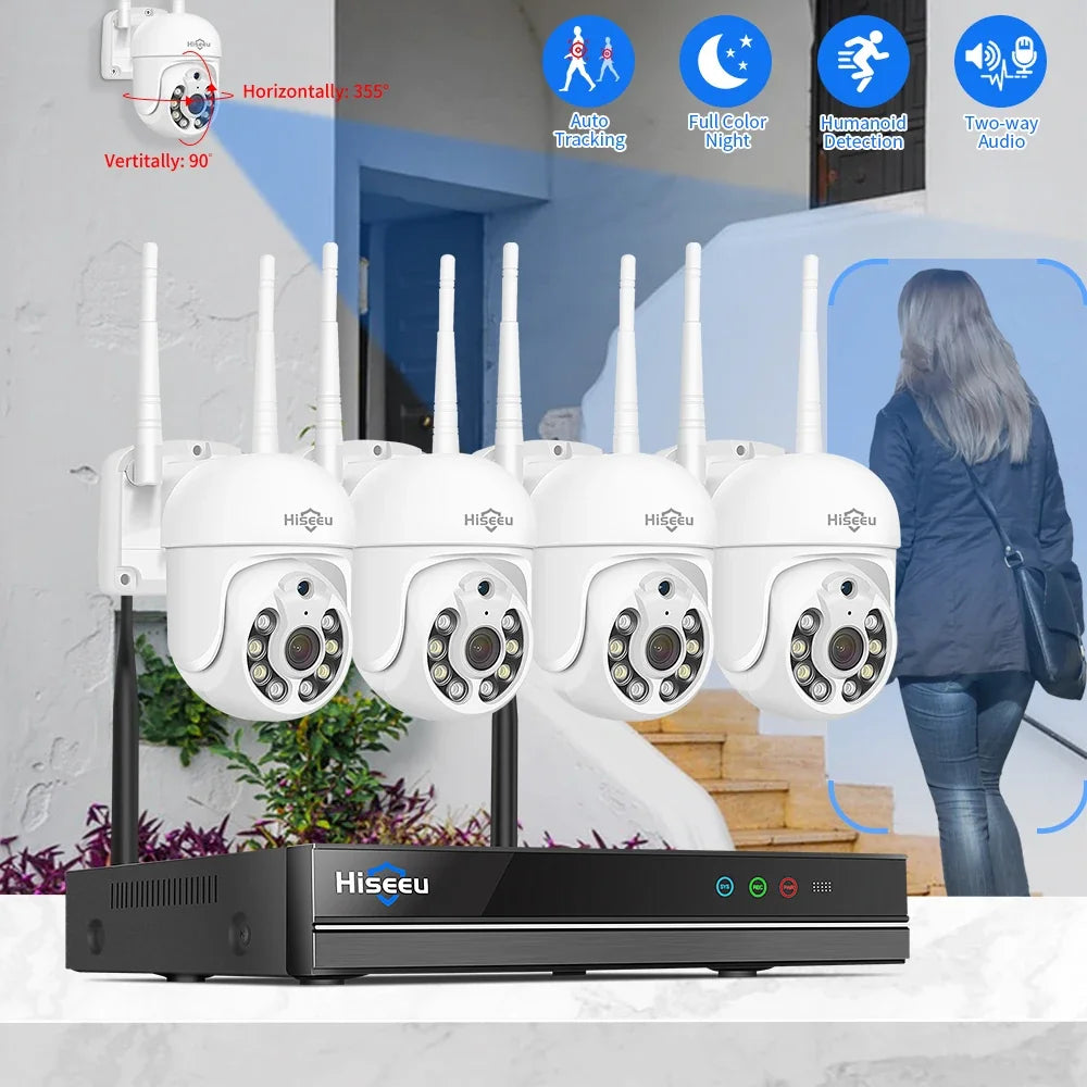 Système De Caméras De Surveillance WiFi PTZ 4 Caméras