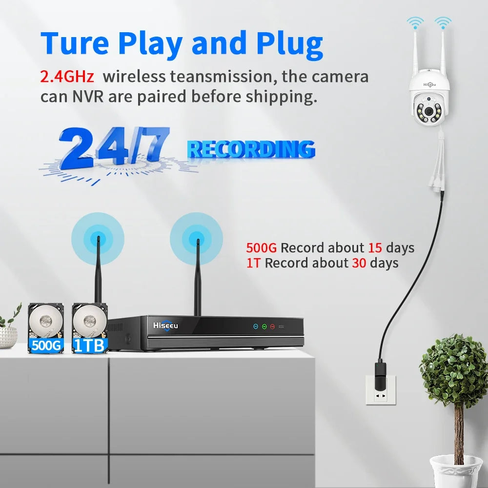 Système De Caméras De Surveillance WiFi PTZ 4 Caméras