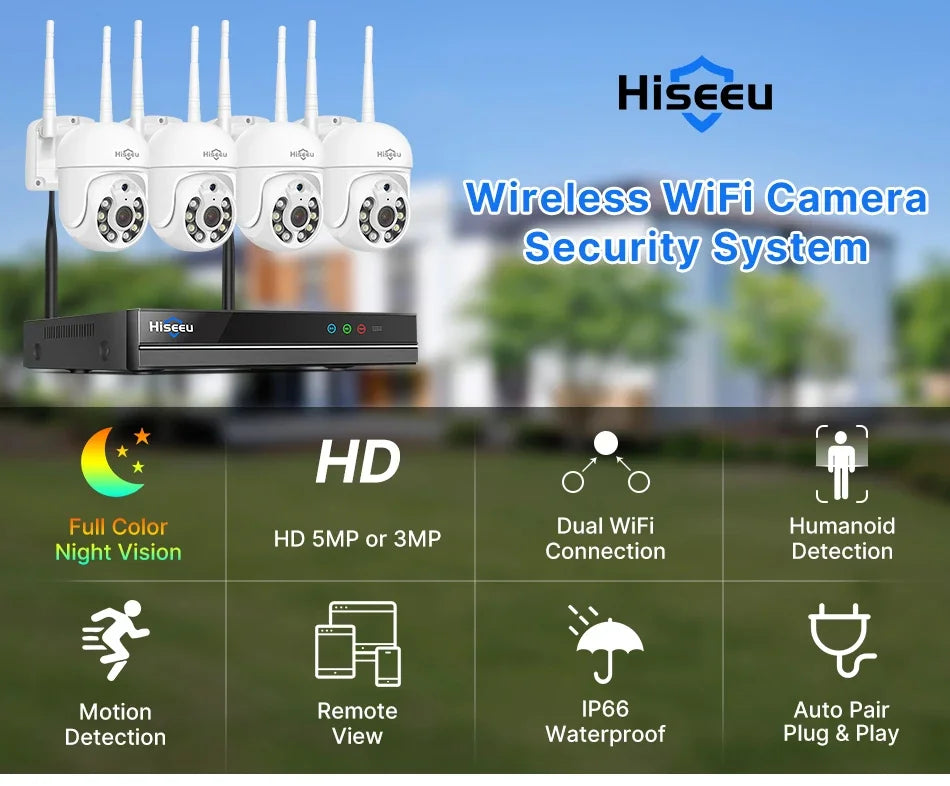 Système De Caméras De Surveillance WiFi PTZ 4 Caméras