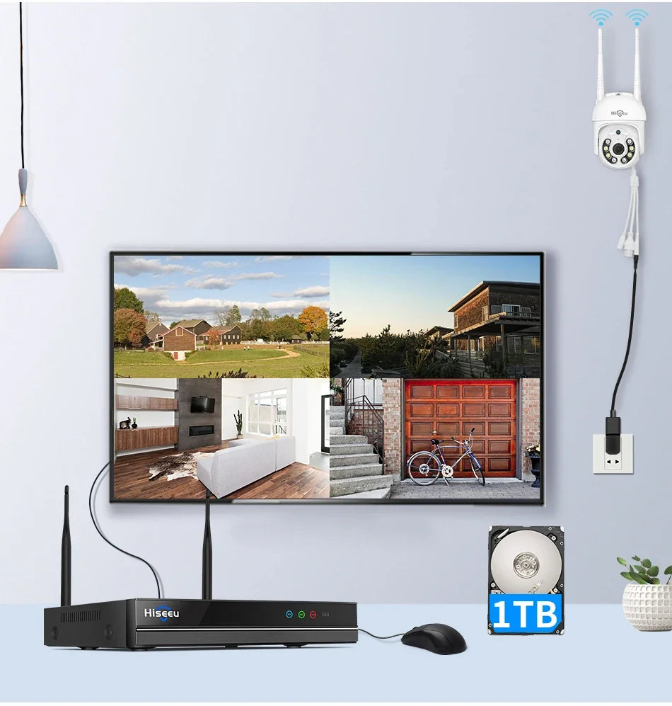 Système De Caméras De Surveillance WiFi PTZ 4 Caméras