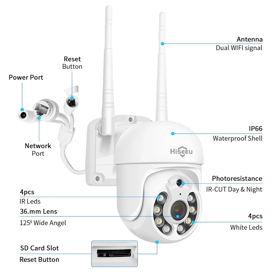 Système De Caméras De Surveillance WiFi PTZ 4 Caméras