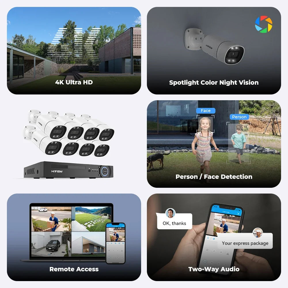 Système De Vidéosurveillance 8 Canaux 4K Avec Détection Humaine