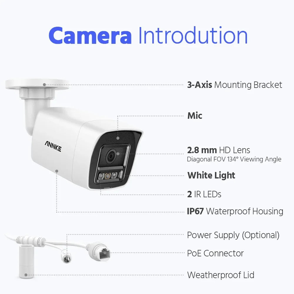 Système De Vidéosurveillance NVR 16 Canaux Avec Caméras IP PoE