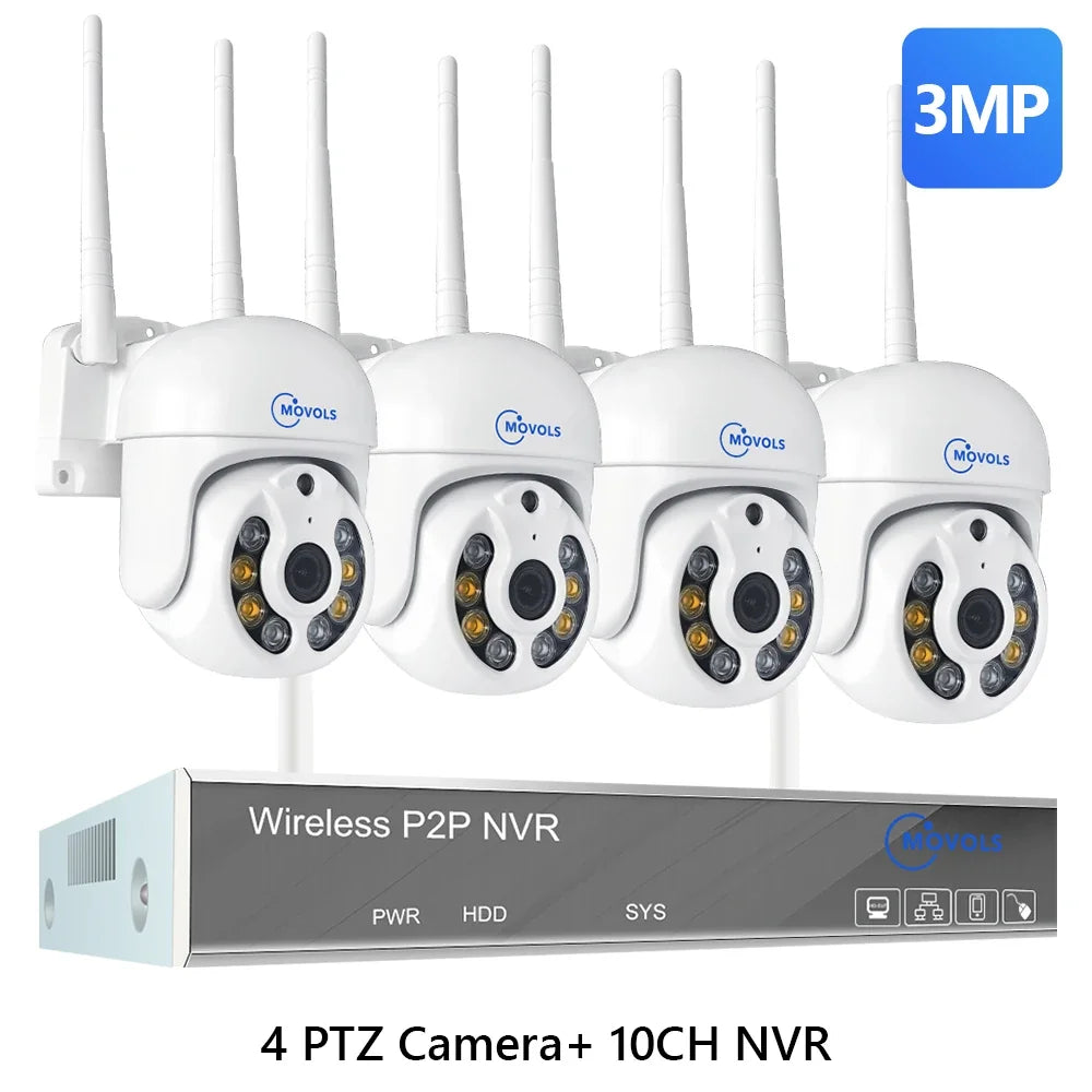 Système De Vidéosurveillance Sans Fil PTZ 3MP 5MP