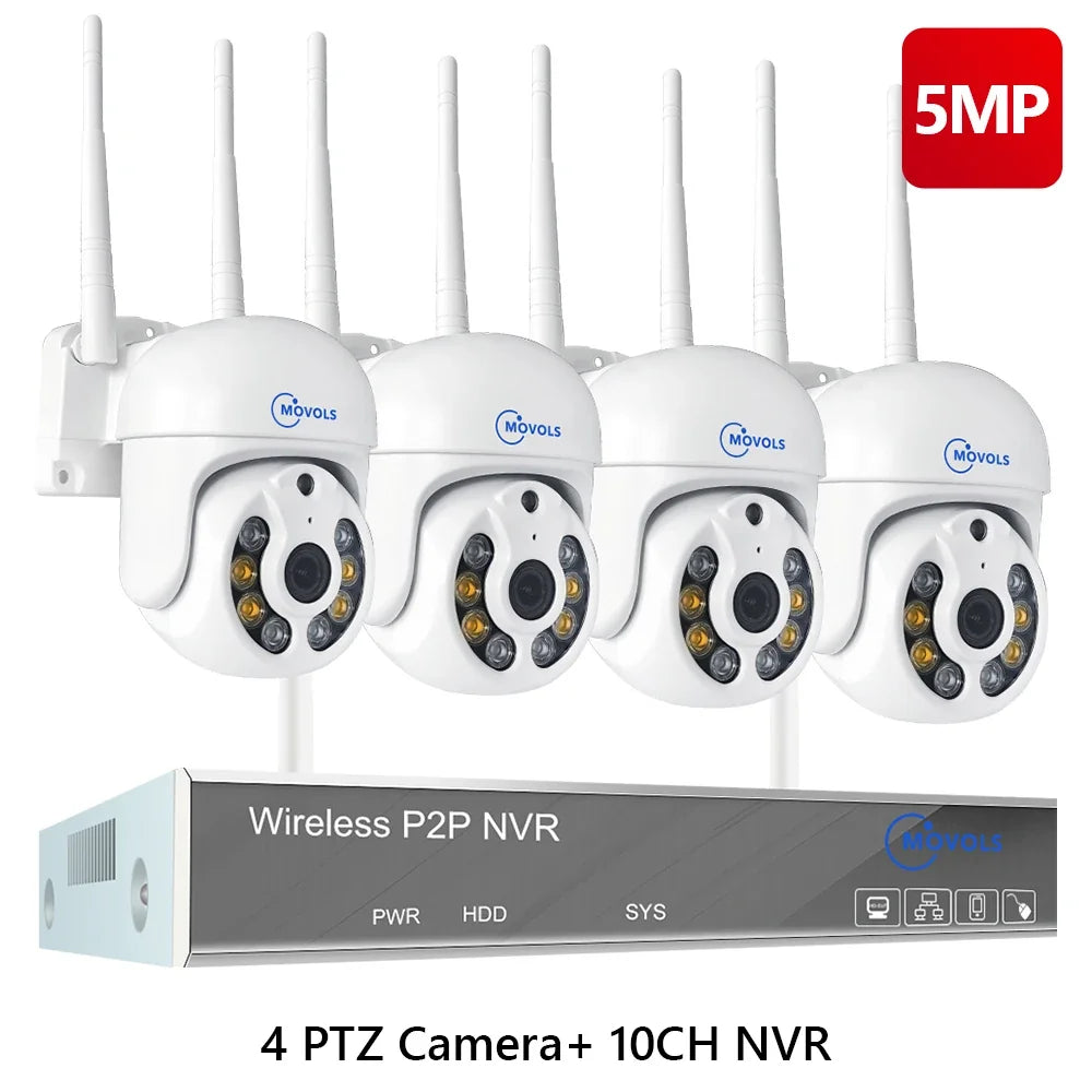 Système De Vidéosurveillance Sans Fil PTZ 3MP 5MP