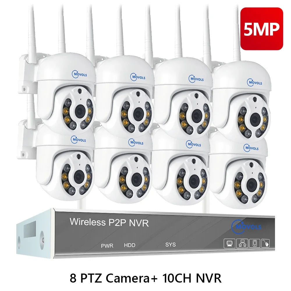 Système De Vidéosurveillance Sans Fil PTZ 3MP 5MP