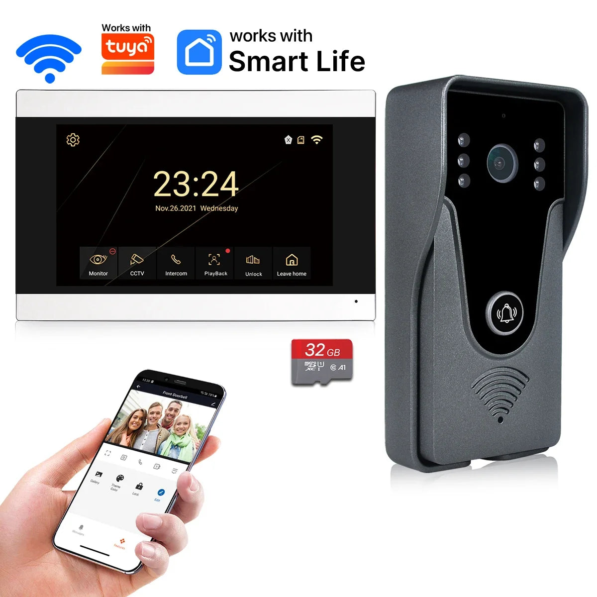 Visiophone Intelligent WiFi 1080P Avec Écran Tactile 7 Pouces