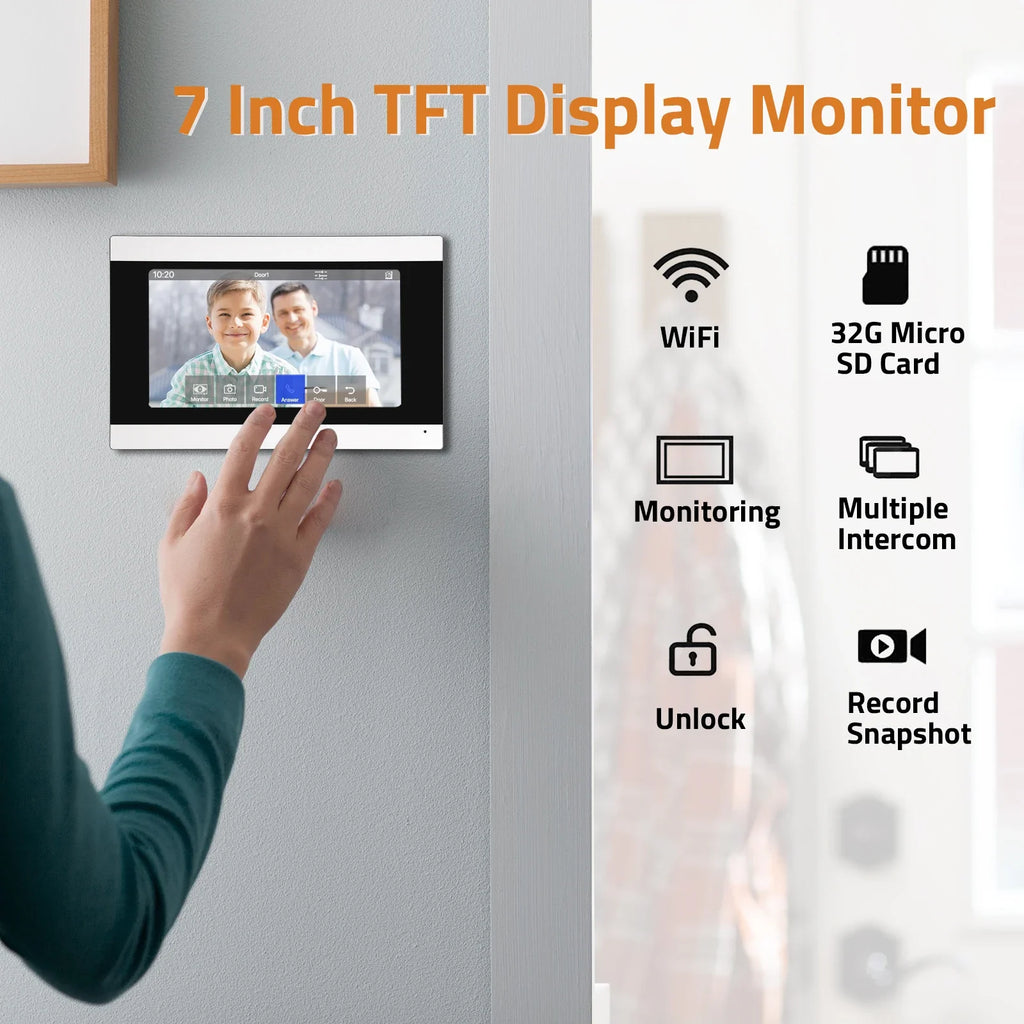 Visiophone Intelligent WiFi 1080P Avec Écran Tactile 7 Pouces