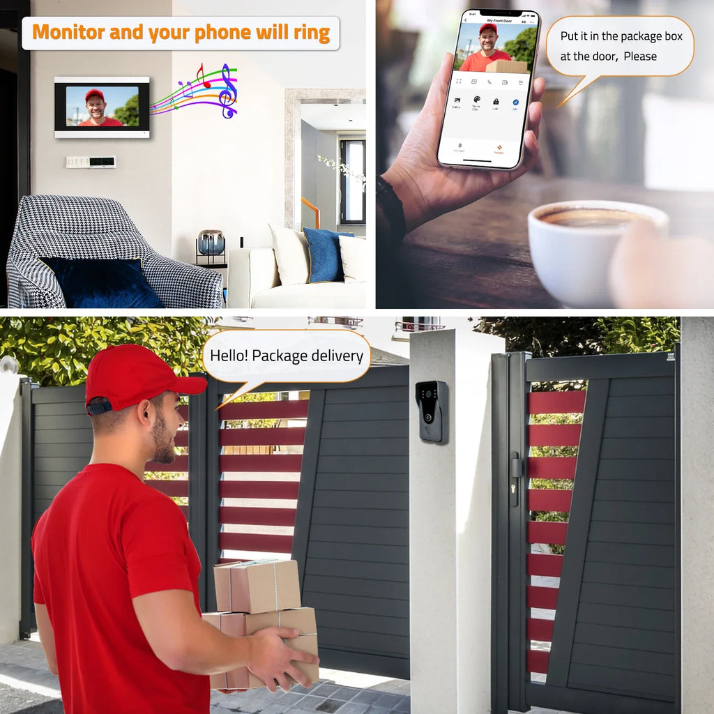 Visiophone Intelligent WiFi 1080P Avec Écran Tactile 7 Pouces
