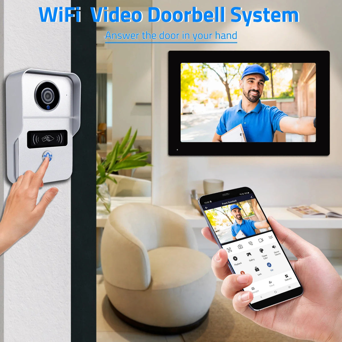Visiophone Wi-Fi Tactile 7 Pouces Avec Caméra 1080P