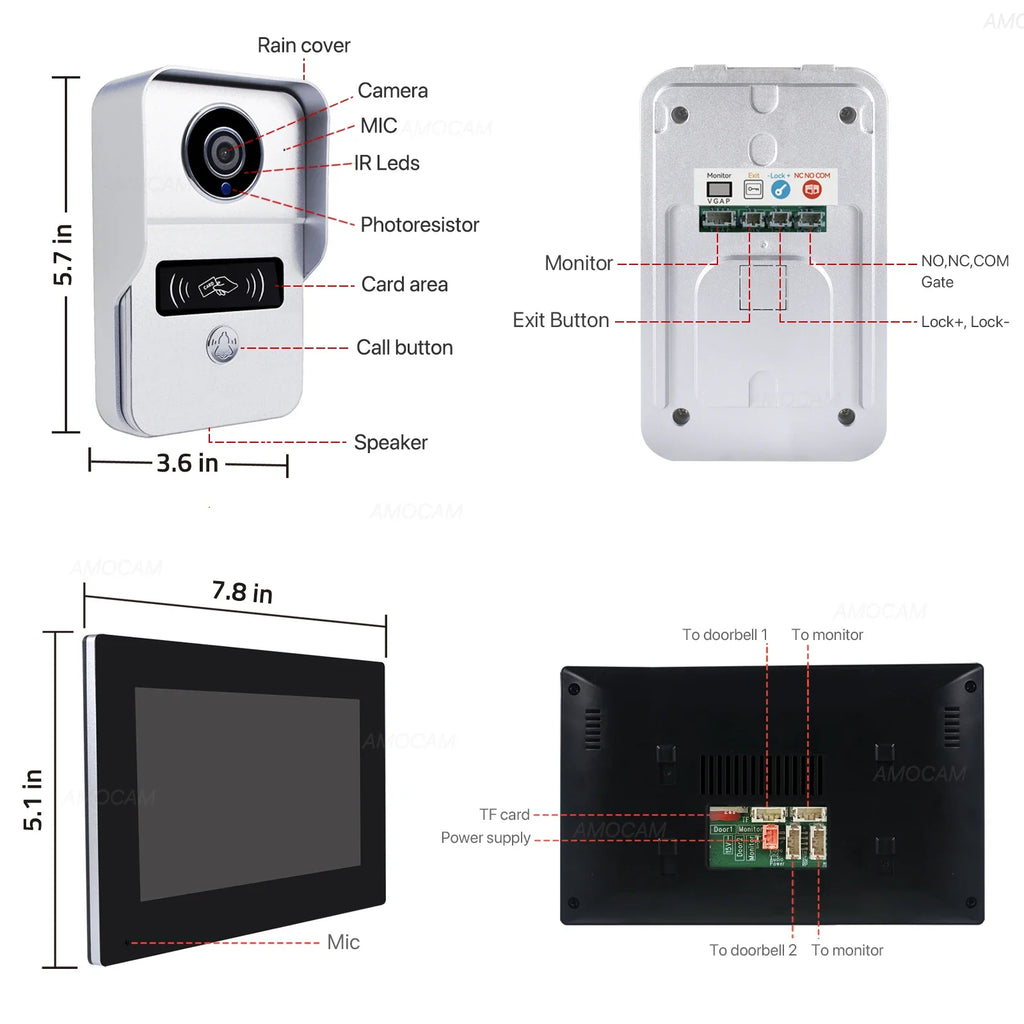 Visiophone Wi-Fi Tactile 7 Pouces Avec Caméra 1080P