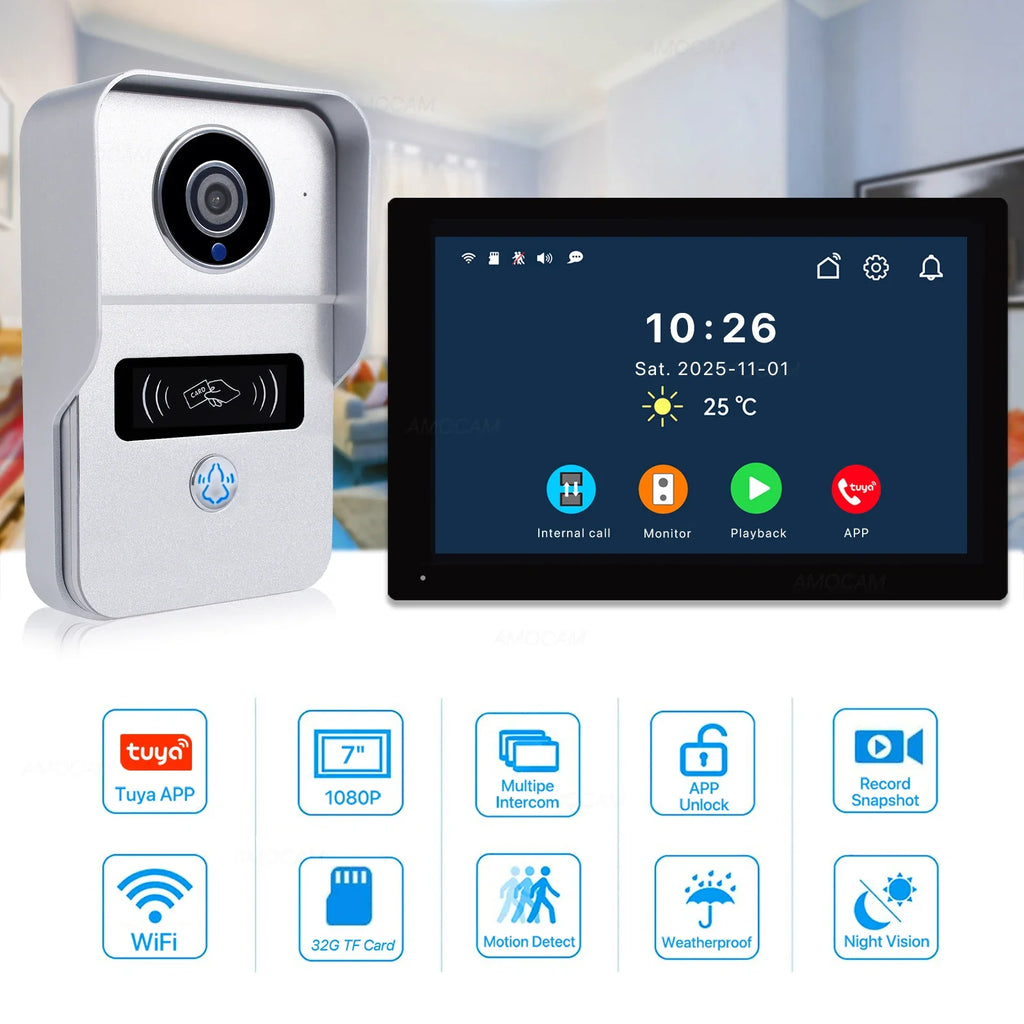 Visiophone Wi-Fi Tactile 7 Pouces Avec Caméra 1080P