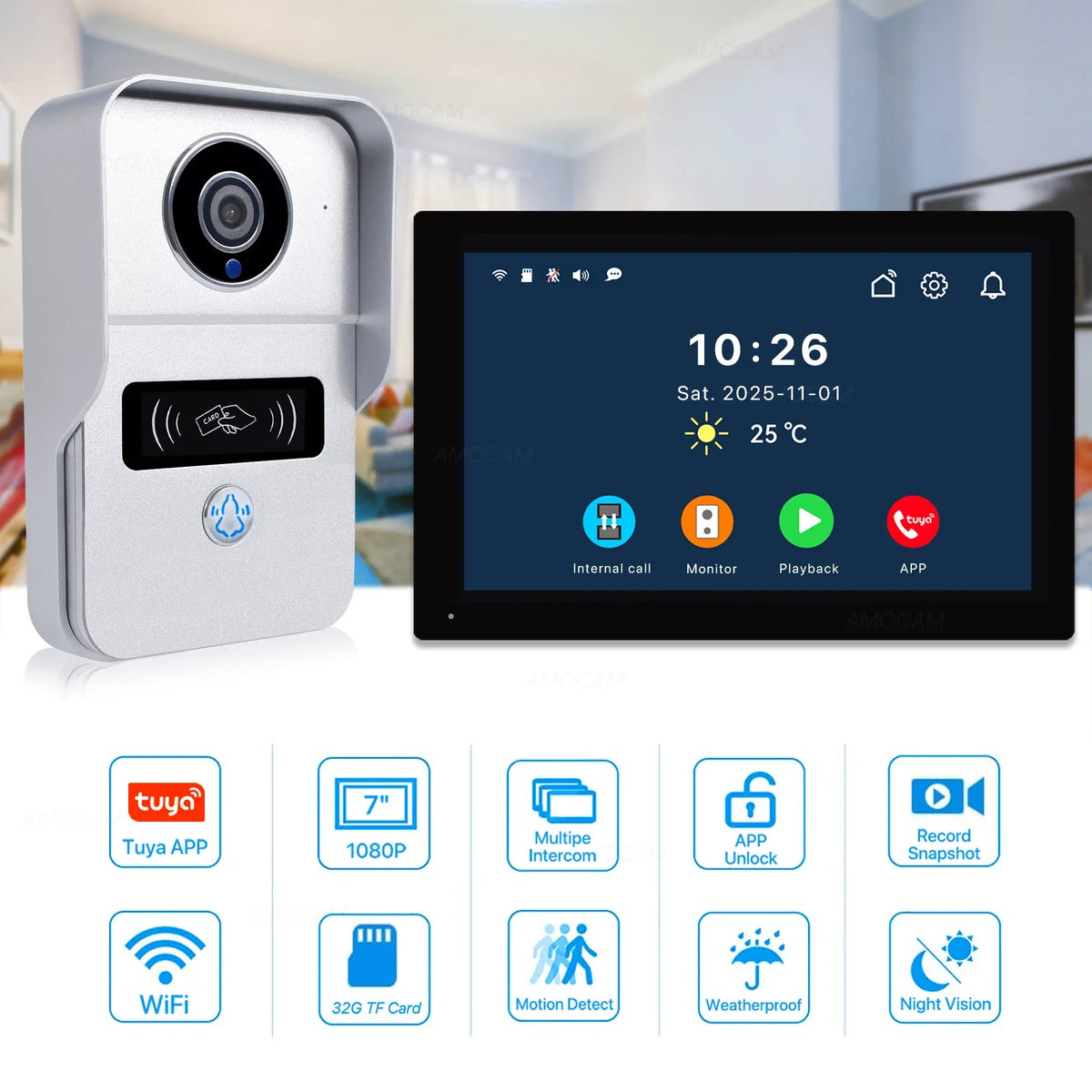Visiophone Wi-Fi Tactile 7 Pouces Avec Caméra 1080P