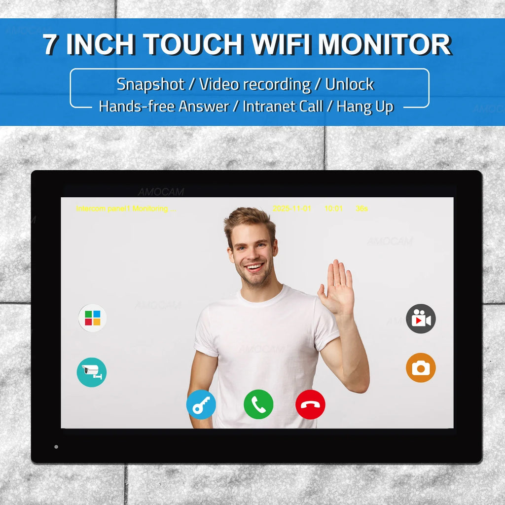 Visiophone Wi-Fi Tactile 7 Pouces Avec Caméra 1080P